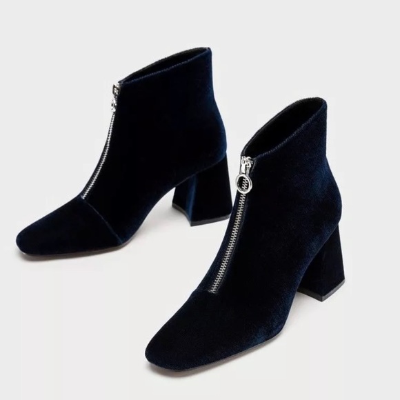 Zara Shoes - Zara chunky blue boots with zipper